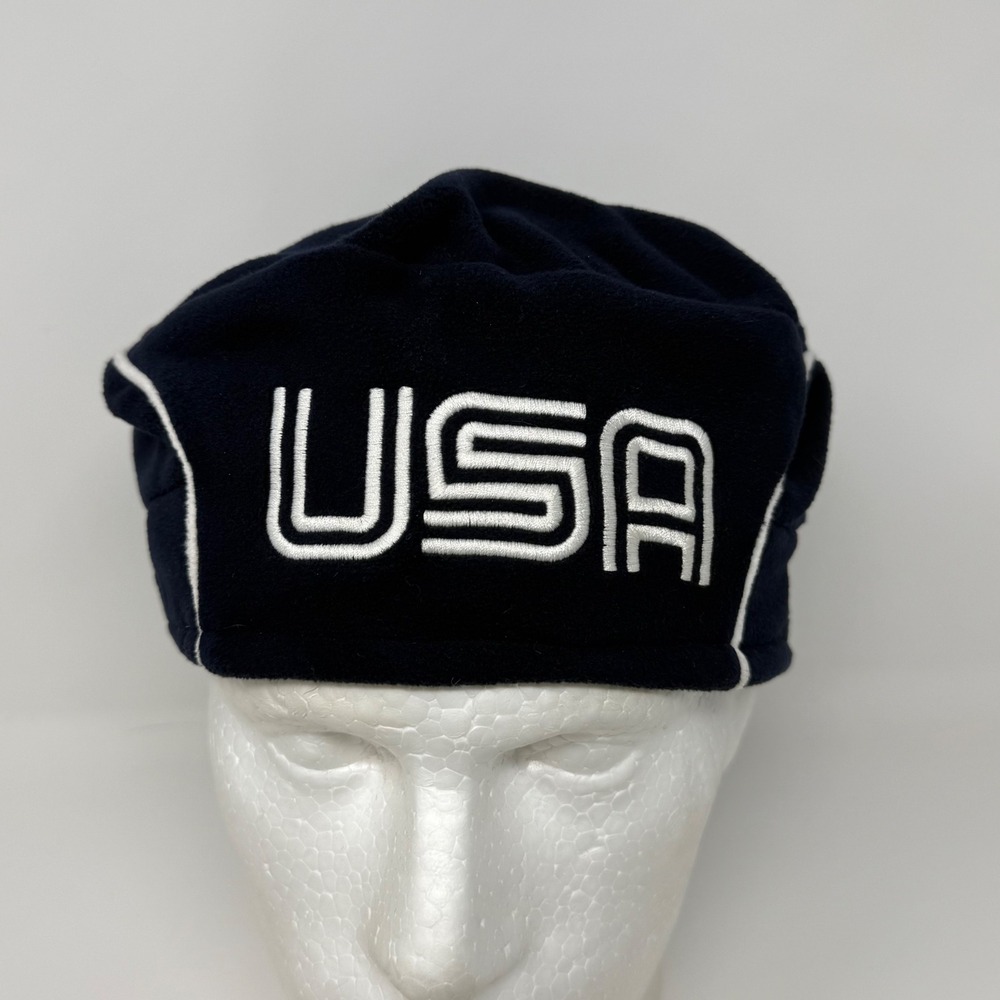 Roots USA Torino 2006 Olympic Games Fleece Beanie Hat Navy Blue Size S/M